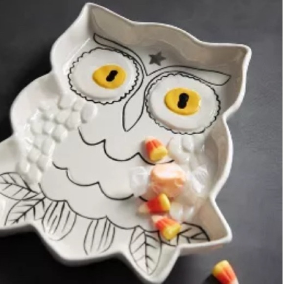 Anthropologie Francesca Kaye Halloween Magic Owl Dessert Plate New With Tags - Picture 1 of 6